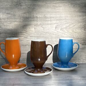 Cups By LaGardo Tackett Schmid Expresso Demitasse Set Of 3 MCM Blue Brown Orange